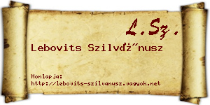 Lebovits Szilvánusz névjegykártya